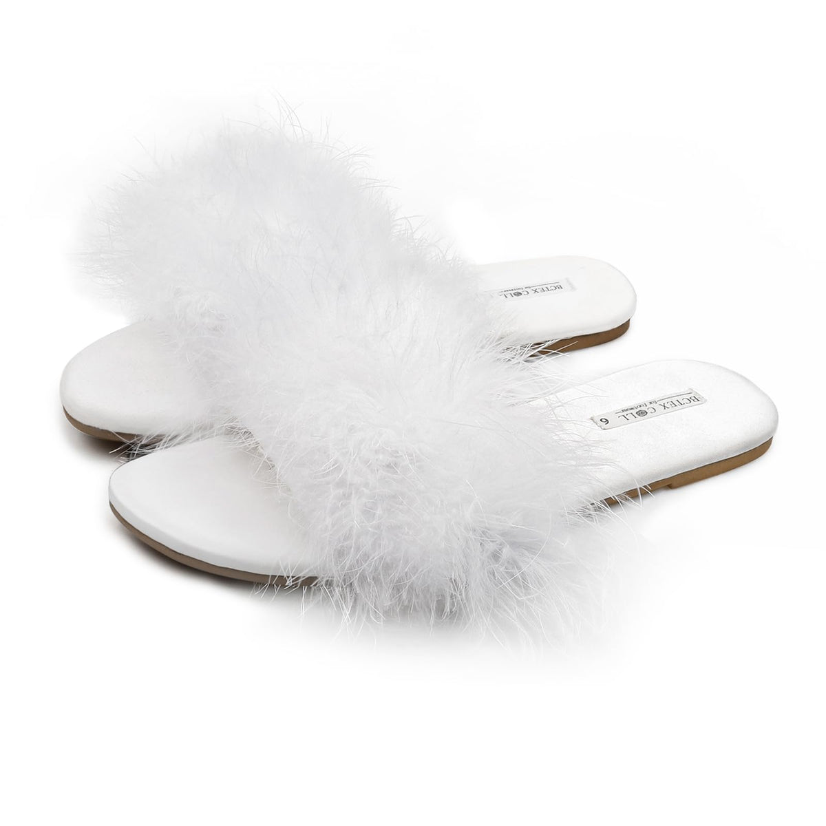 BCTEX COLL Women's Fuzzy Fluffy Open Toe Memory Foam Feather Slippers