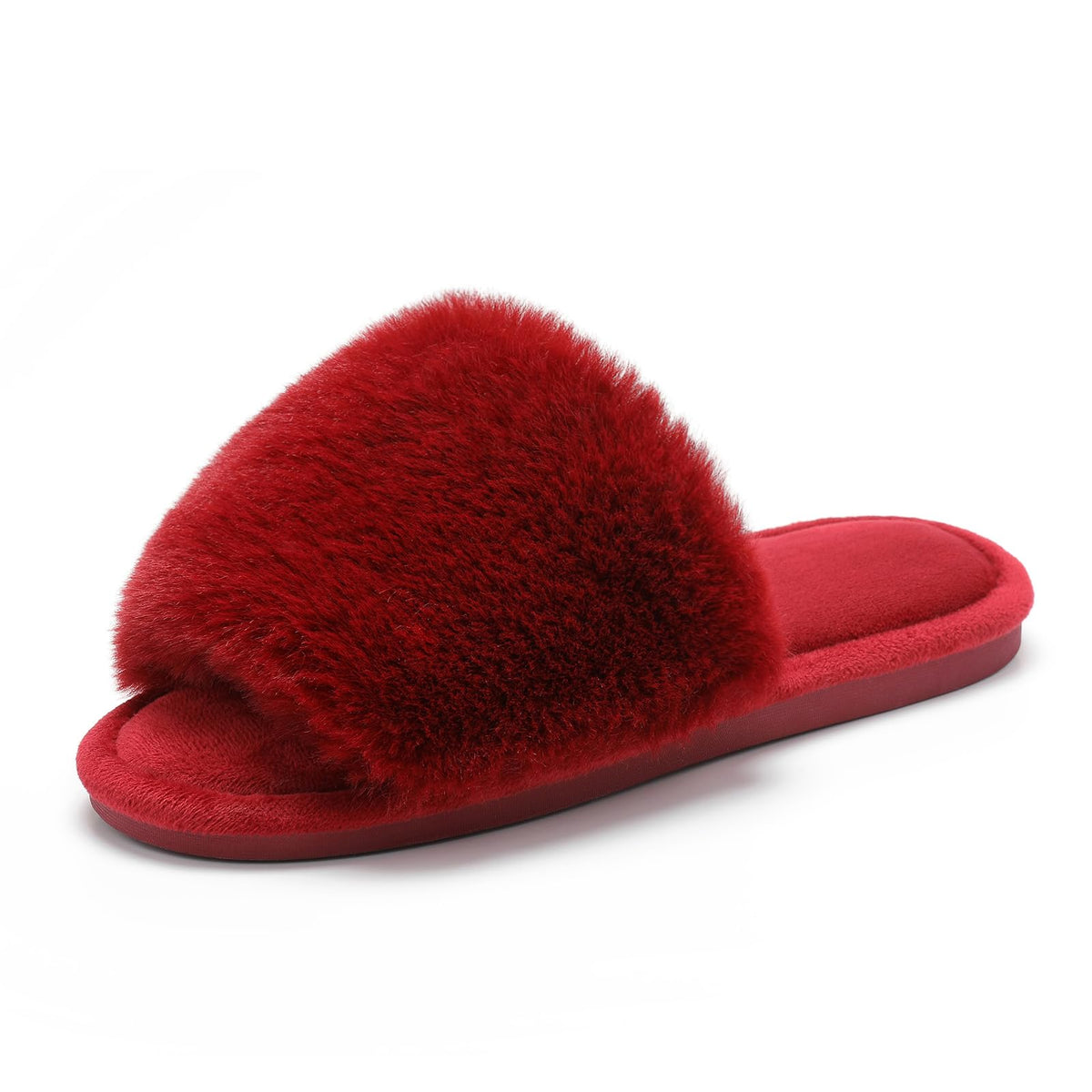 Parlovable Fuzzy Slippers for Women Open-Toe Slip On