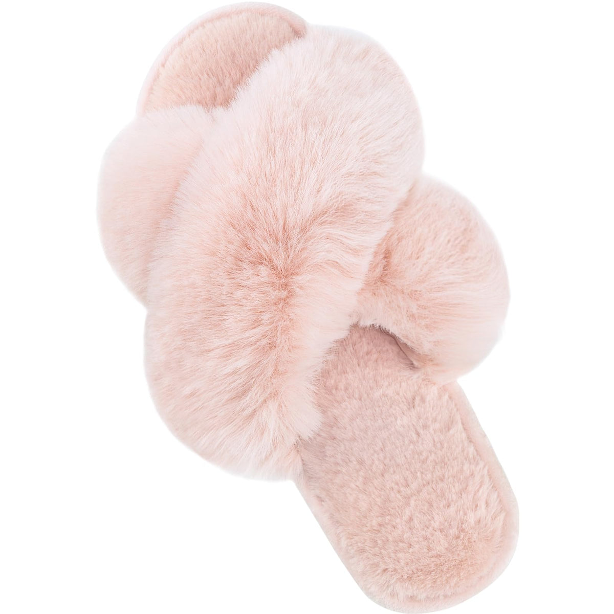 Parlovable Women's Cross Band Slippers Fuzzy Open-Toe Memory Foam