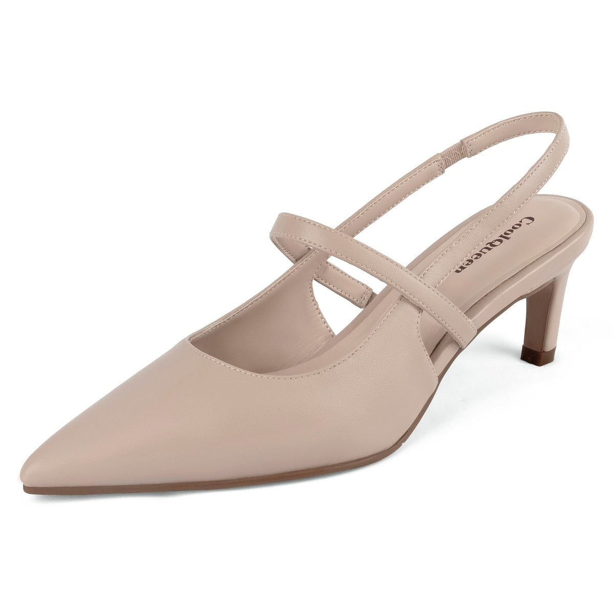 CoolQueen Women's Kitten Heels Closed Toe Slingback Heel Pumps