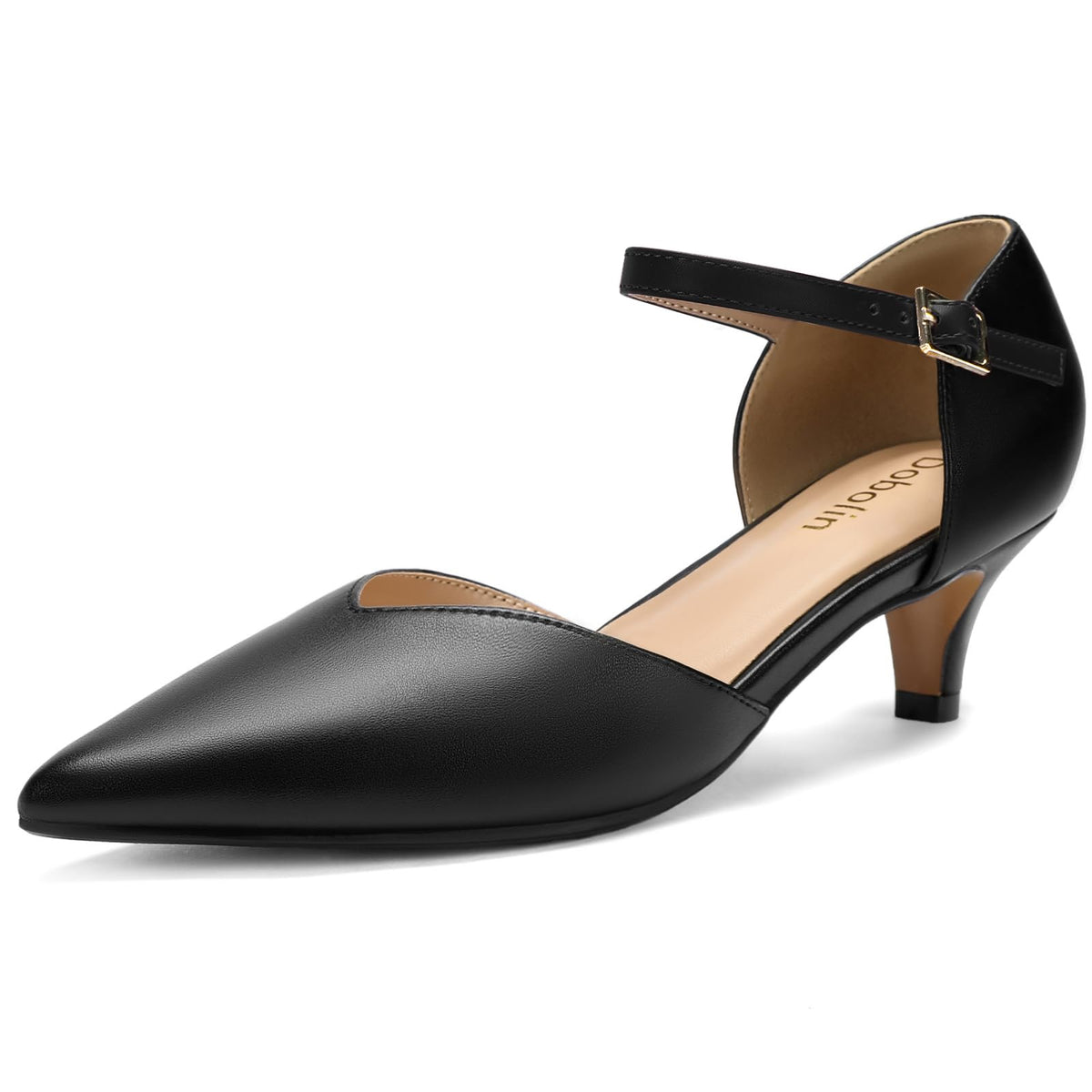 DOBOLIN Kitten Heels for Women Pointed Toe Pumps Dress Shoes