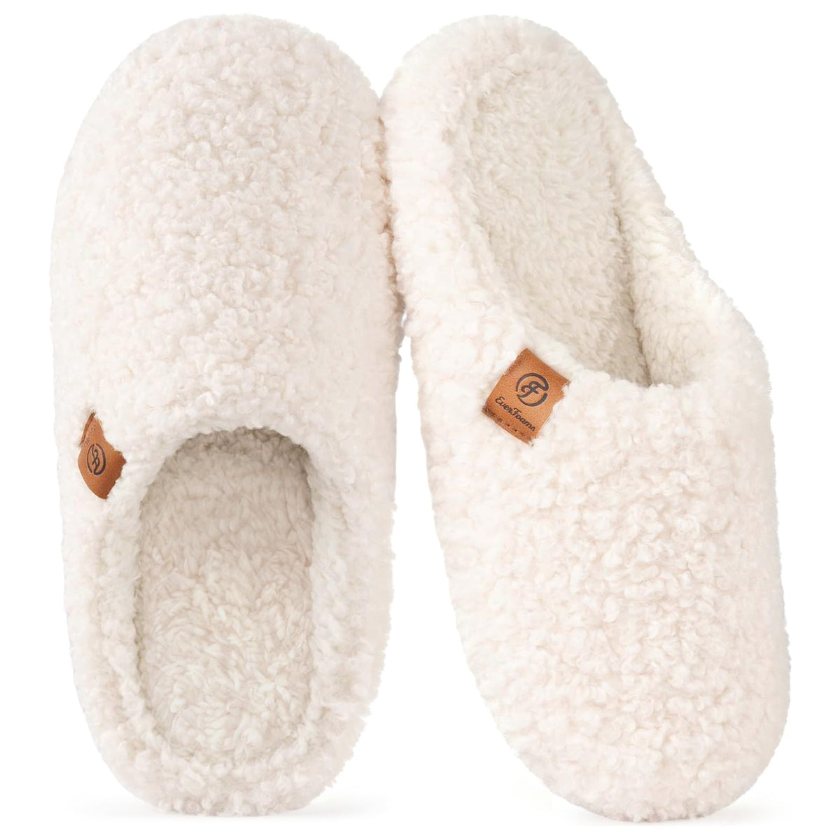EverFoams Women’s Fuzzy Slippers Slip-on Memory Foam Indoor House Shoes
