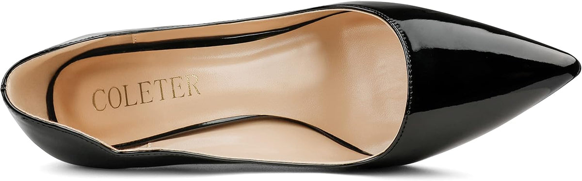 COLETER Women's 4 Inch Pumps Pointed Toe Dress Shoes Slip On Stiletto Pumps