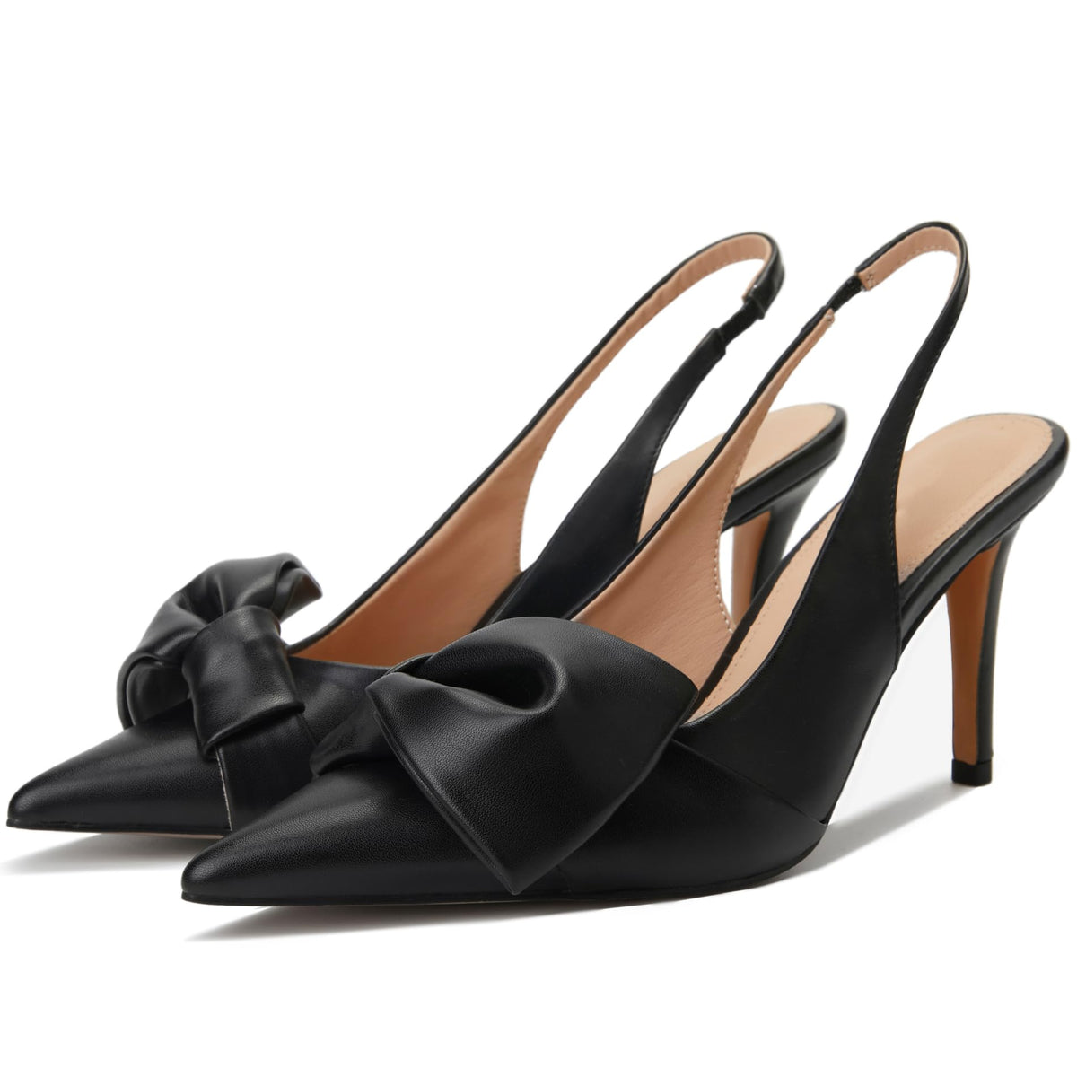 Women's Bow-Detail Slingback Pumps Pointed Toe Stiletto Heels