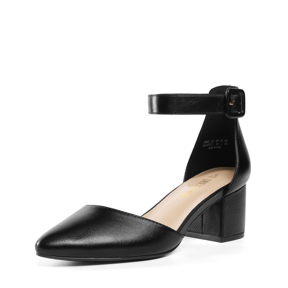 DREAM PAIRS ANNEE Pointed Toe Low Chunky Heel Pumps