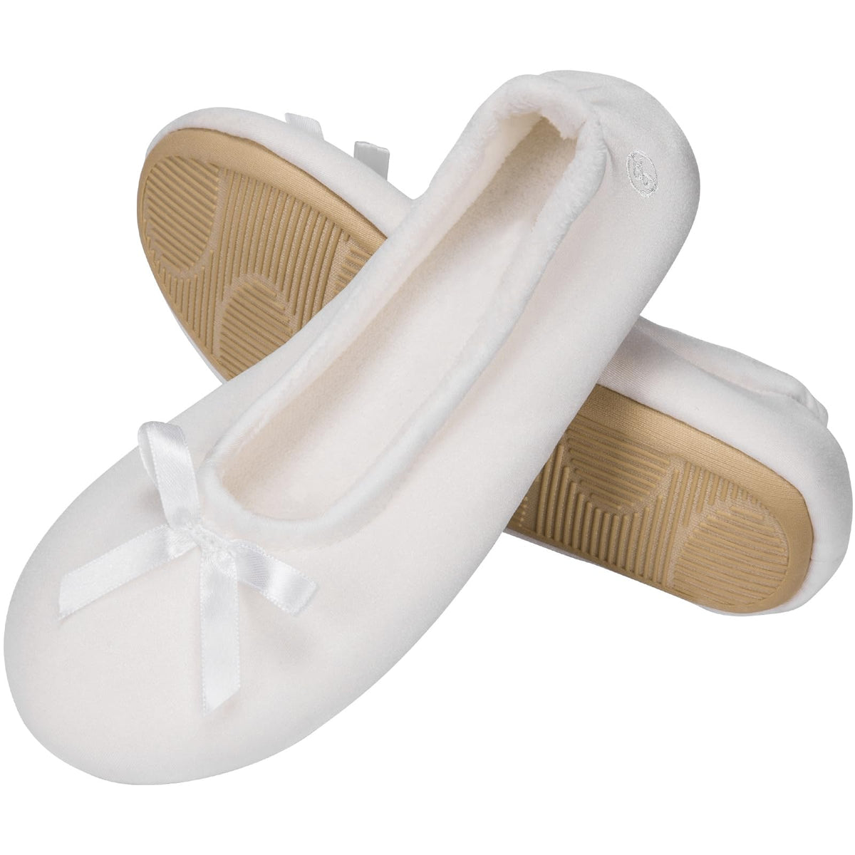 EverFoams Women's Satin Ballerina Slippers Memory Foam House Indoor Shoes