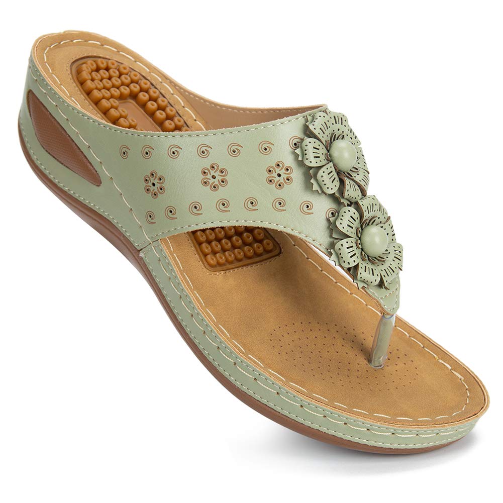 Ecetana Womens Wedge Flip Flops Comfortable Arch Support Summer Sandals
