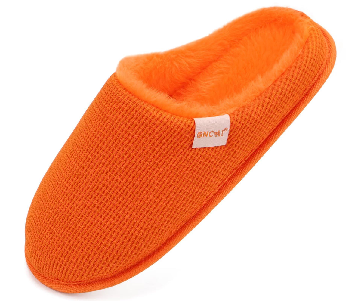 ONCAI Women's House Slippers, Cushion Memory Foam Waffle Upper Home Comfortable Warm Winter Cozy Soft Lightweight Indoor Best House Shoes Non-slip Rubber Sole US Size 5-11