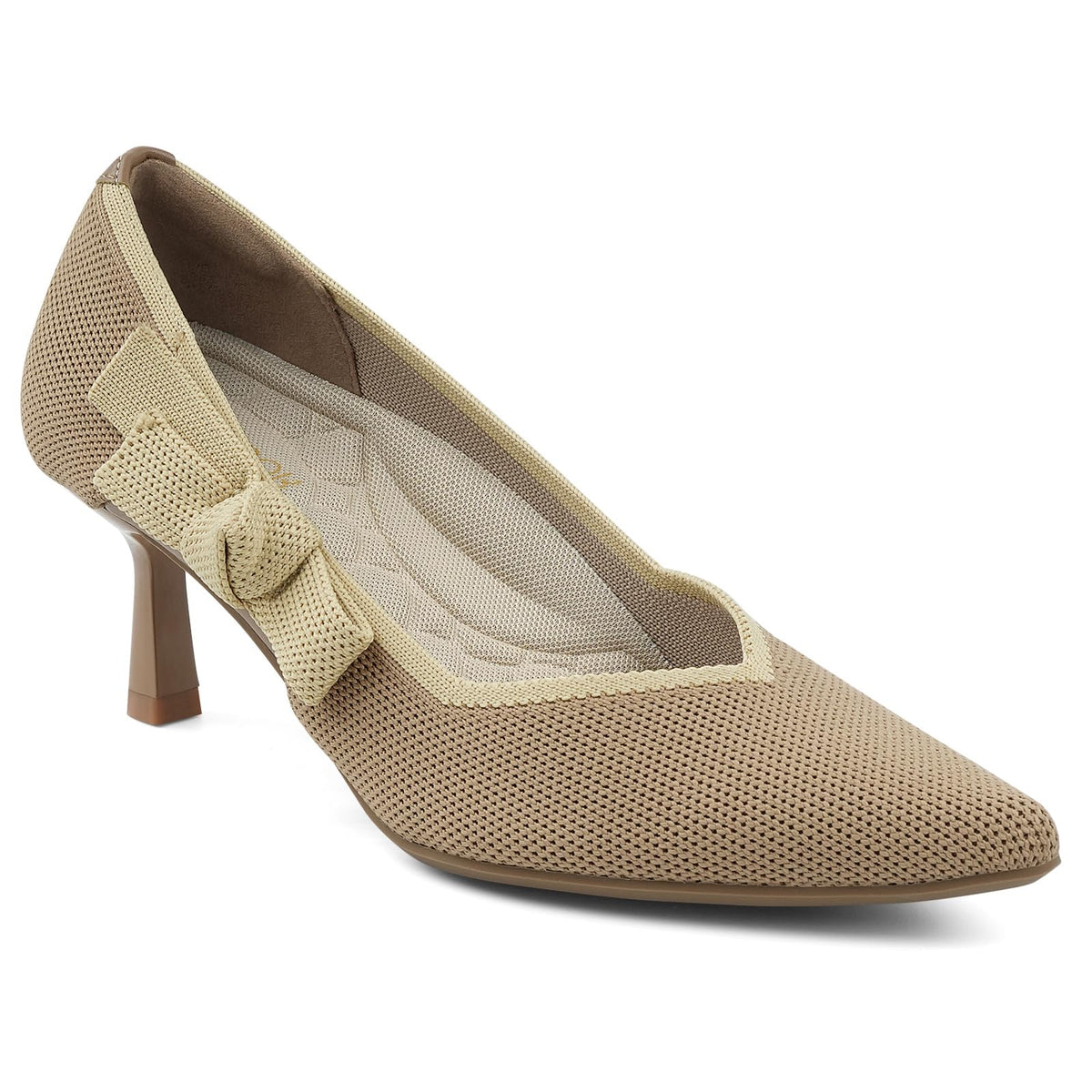 JENN ARDOR Kitten Heels for Womens Pumps Dress Shoes for Women Low Heel Pumps Comfortable Knit 2.1 Inch Pointed Toe Dressy Wedding Party Prom Office Work Heels Shoes