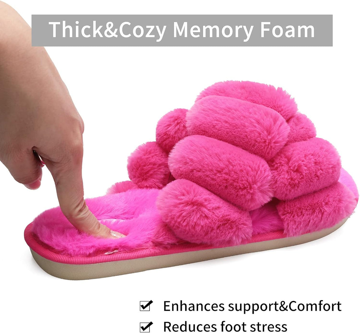 JIASUQI Womens Slippers Fuzzy Fluffy House Slippers for Women House Shoes