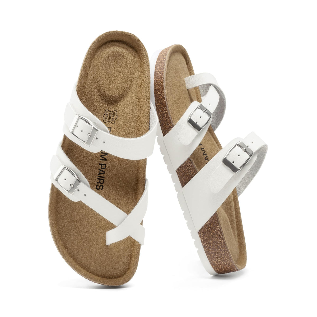 DREAM PAIRS Women's Leather Cork Footbed Summer Sandals