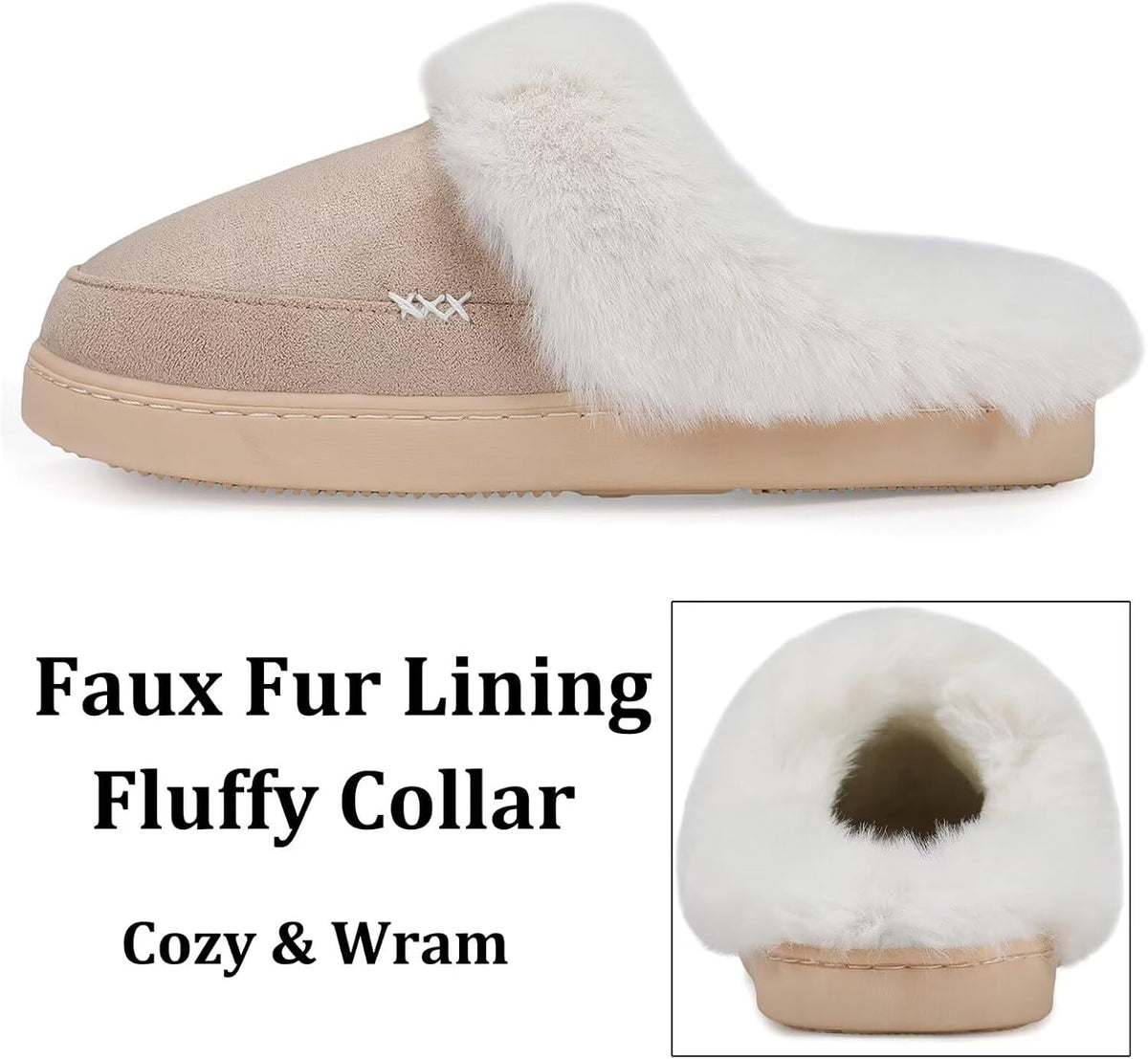 NineCiFun Women's and Men's Memory Foam House Slippers, Faux Fur Lined Indoor Fuzzy Slippers with No-slip Sole, Slip on Suede Home Shoes, Warm Winter Gift for Women & Men