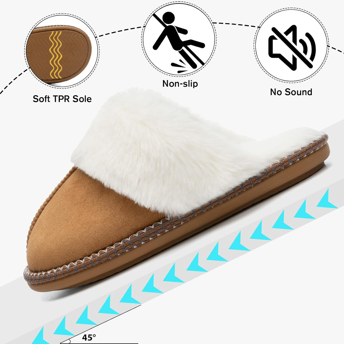 GOEWY Fuzzy Slippers for Women Memory Foam House Shoes Warm Gifts