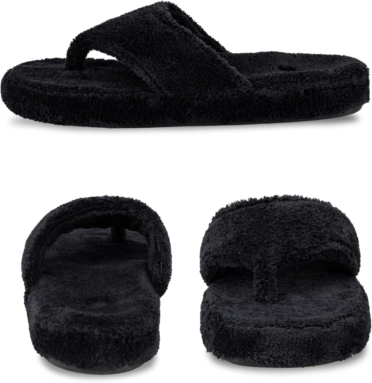 Acorn Women's Spa Thong Slippers with Cloud Contour Comfort - Arch Support and Plush Fluffy Terry Lining, Perfect for Beach, Camping, Poolside, or Bathroom Wear