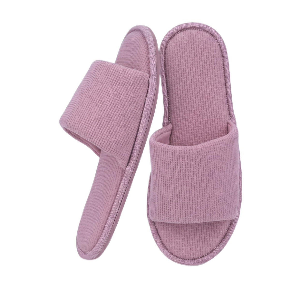 Women's Open Toe House Slippers Breathable Waffle Fabric Memory Foam
