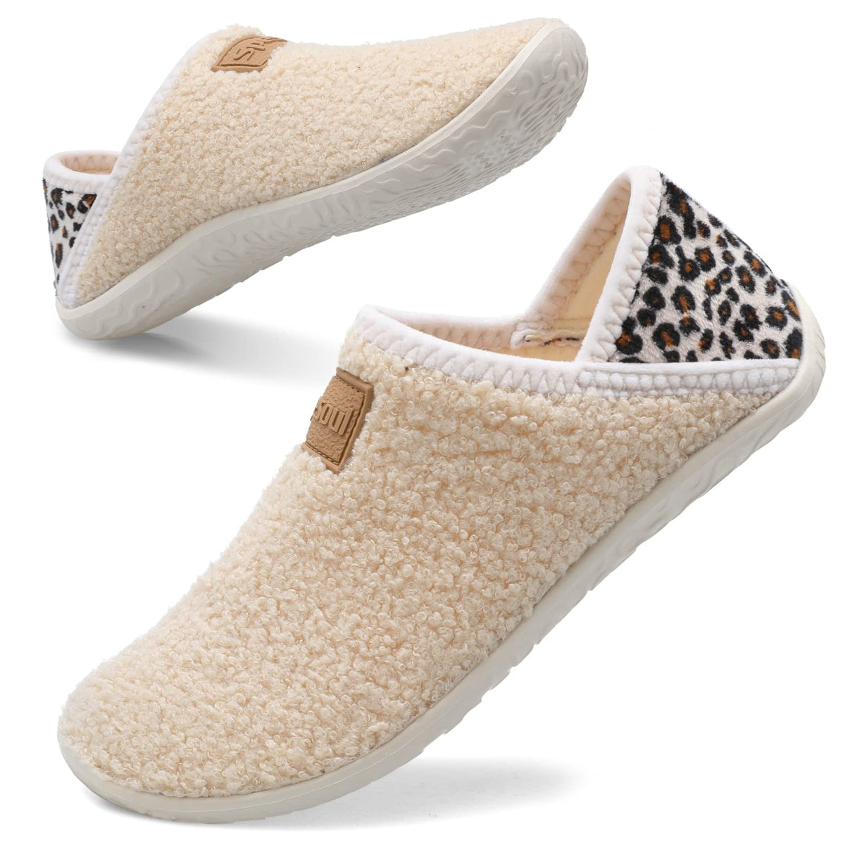 Spesoul Fuzzy House Slippers for Women Men Indoor Closed Back Lightweight Cozy Faux Furry Lining Barefoot House Shoes Slipper Socks for Bedroom Home Office Yoga Outdoor Walking Shoes
