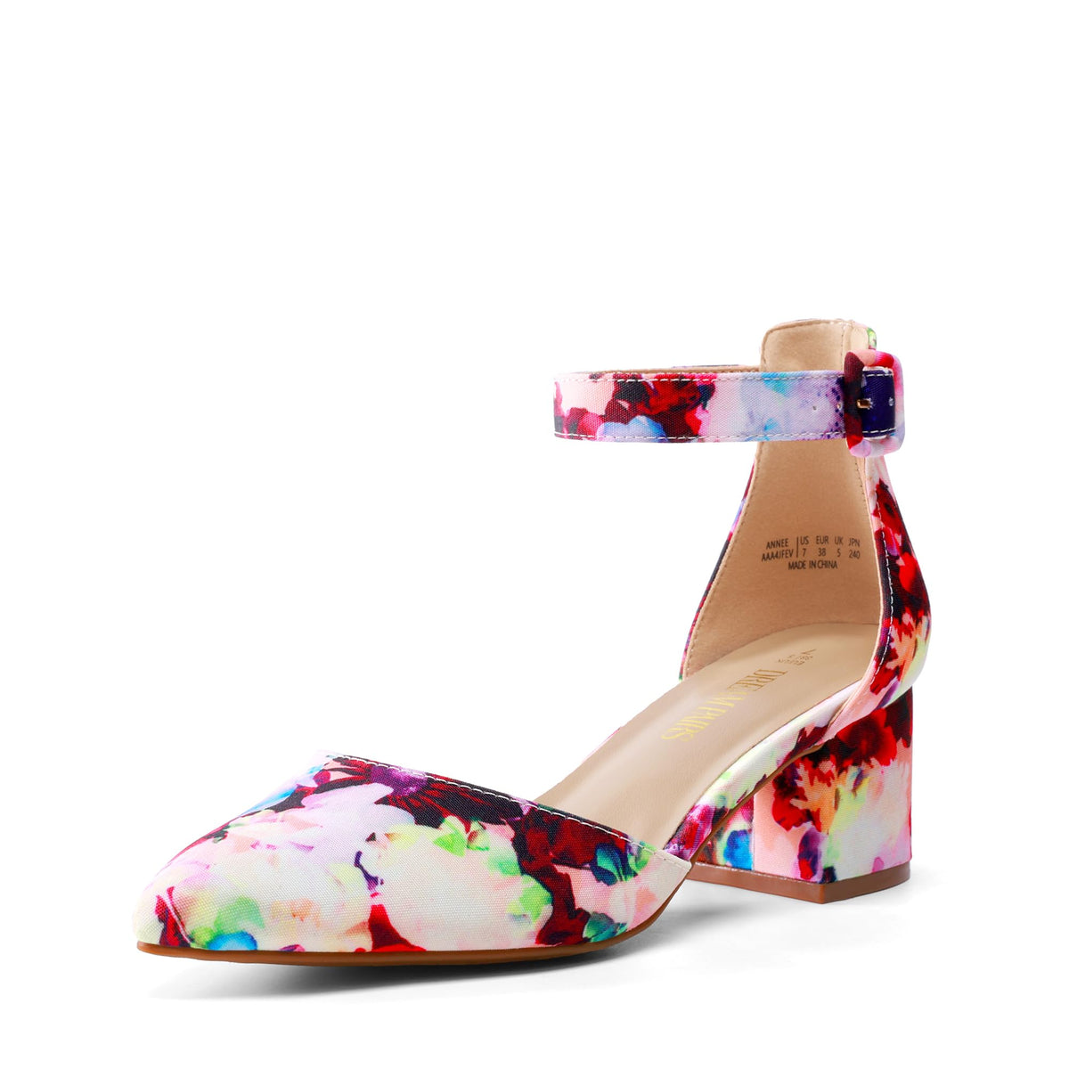 DREAM PAIRS ANNEE Pointed Toe Low Chunky Heel Pumps