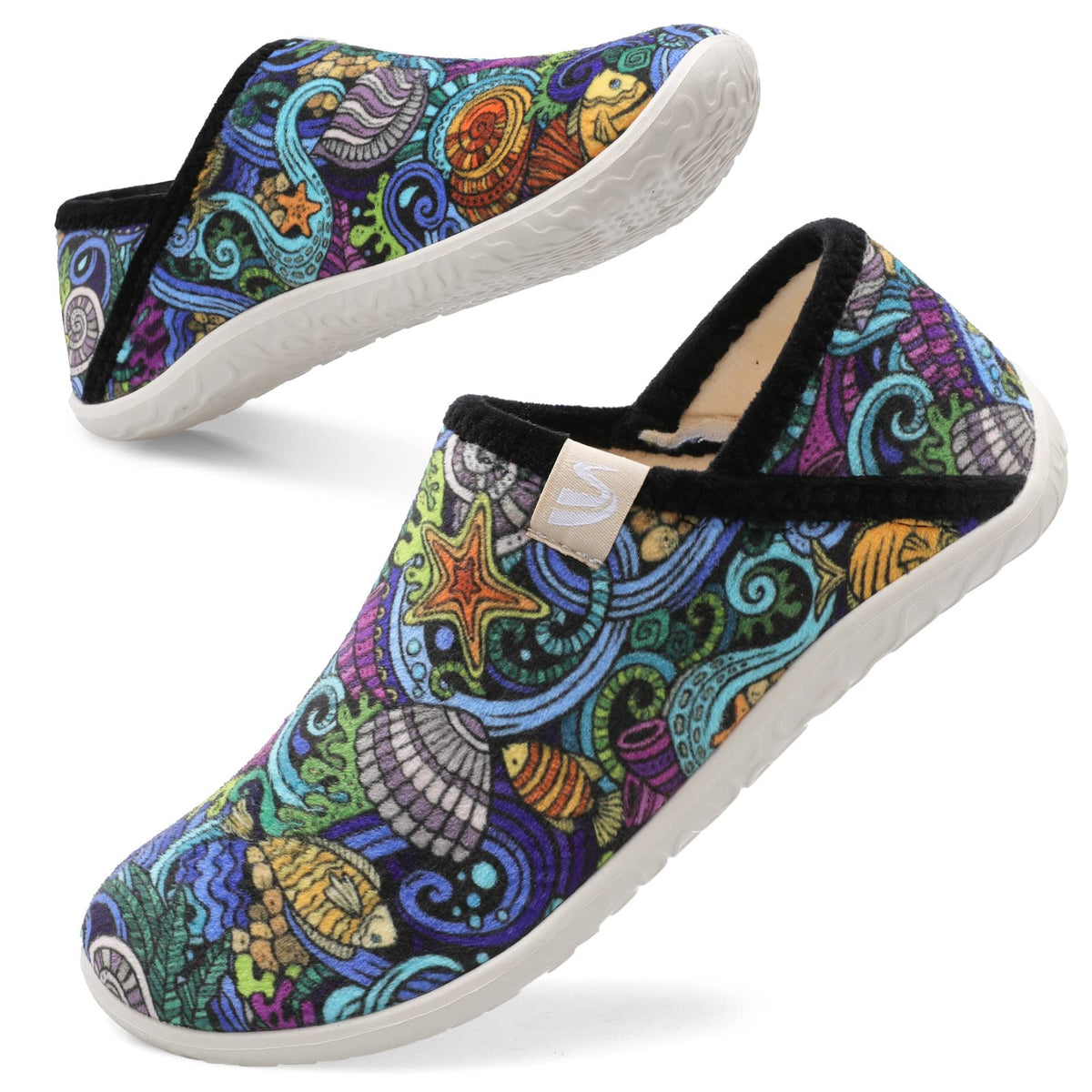 Spesoul Fuzzy House Slippers for Women Men Indoor Closed Back Lightweight Cozy Faux Furry Lining Barefoot House Shoes Slipper Socks for Bedroom Home Office Yoga Outdoor Walking Shoes
