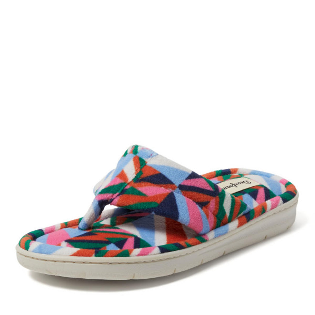 Dearfoams Women's Melanie Thong Slide Memory Foam Terry Sandal Summer House Slippers