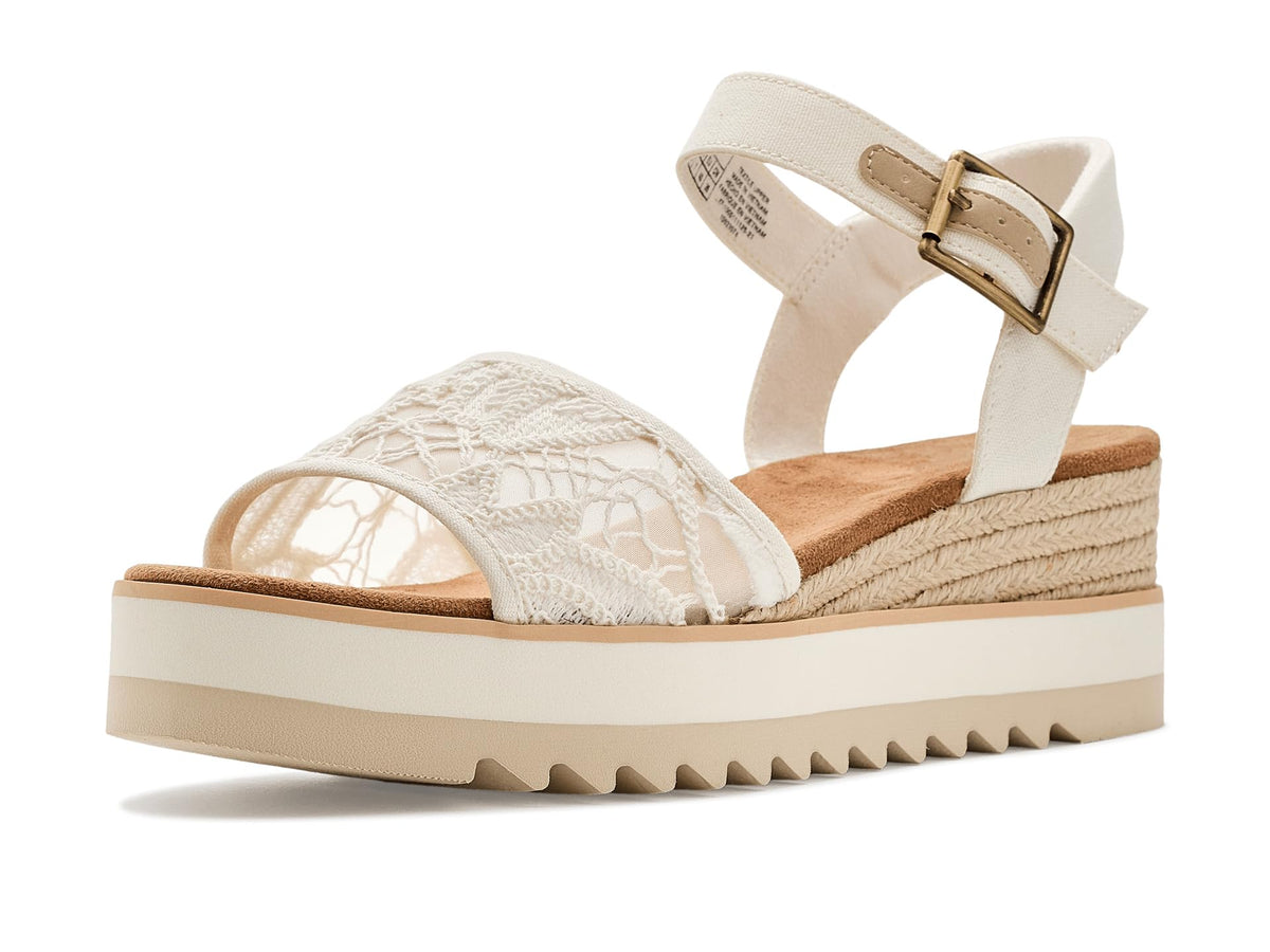 TOMS Women's Diana Wedge Heel Sandal, Leather Upper, Rope-Wrapped Midsole, Adjustable Strap, Buckle, OrthoLite Insole