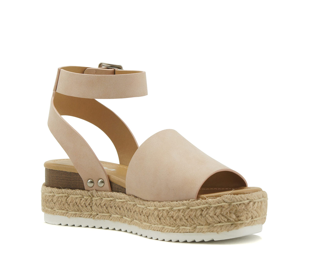 Soda Topic Open Toe Buckle Ankle Strap Espadrilles Flatform Wedge Casual Sandal