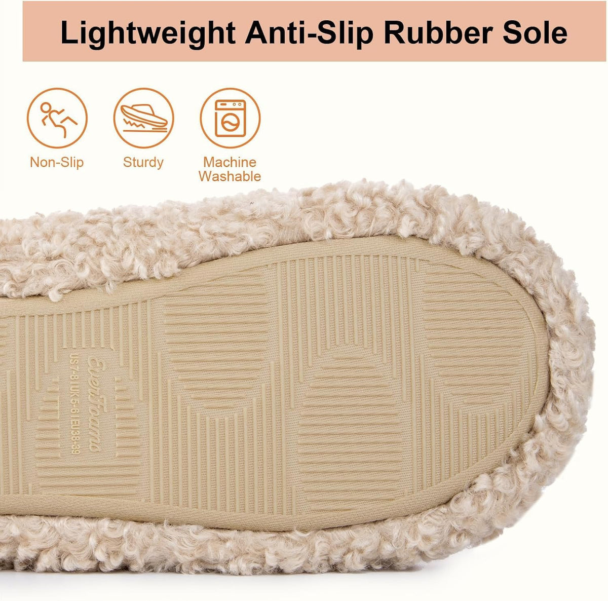 EverFoams Women’s Fuzzy Slippers Slip-on Memory Foam Indoor House Shoes