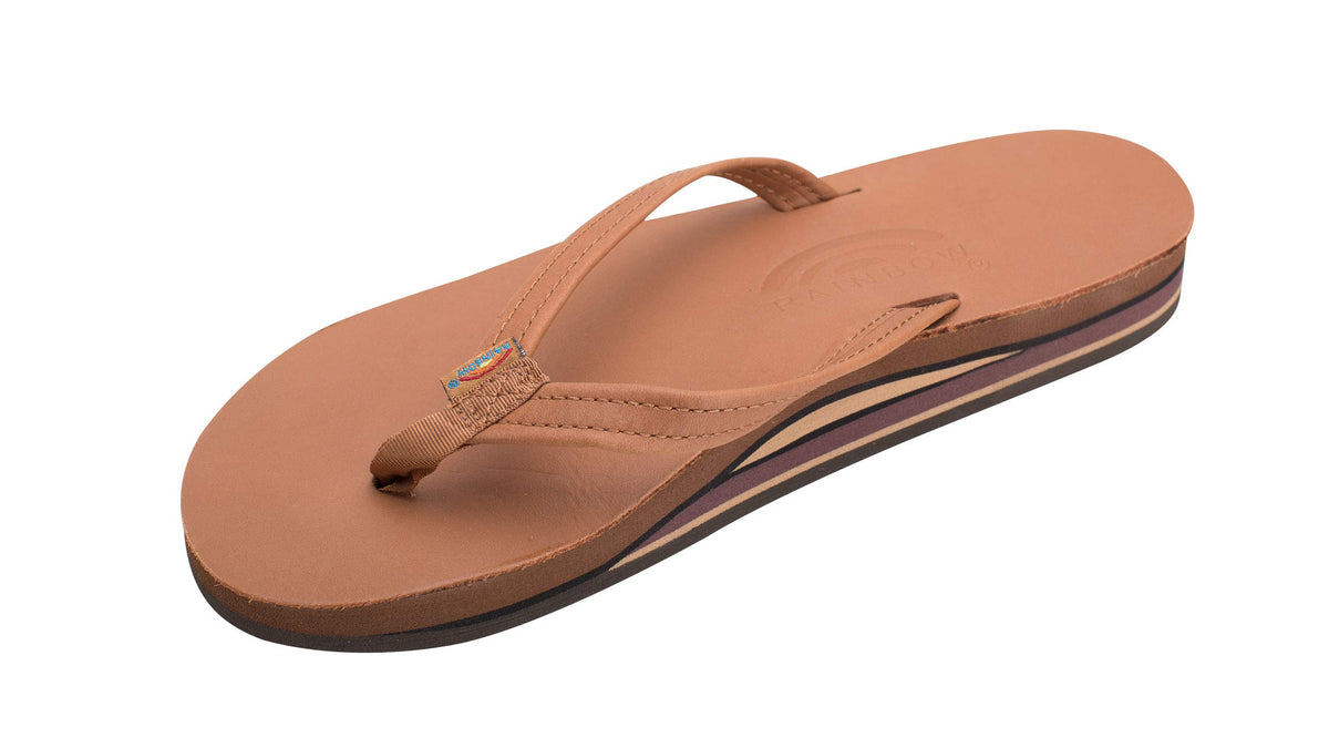 Rainbow Sandals Women's Double Layer, Narrow Strap, Leather Sandals w/Arch