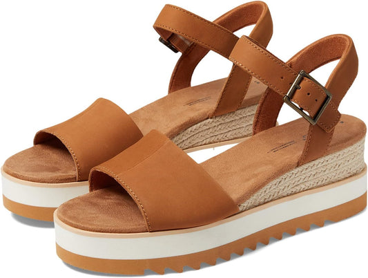 TOMS Women's Diana Wedge Sandal, Leather Upper, CloudBound Insole