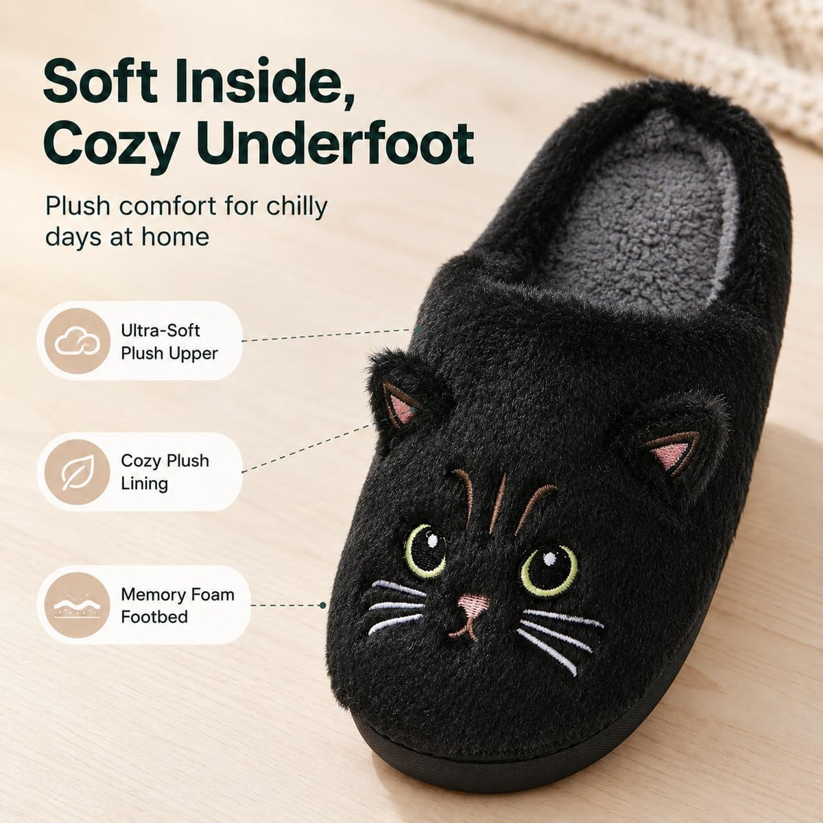 Animal Slippers for Women and Men Fuzzy Memory Foam Non-Slip Warm Indoor