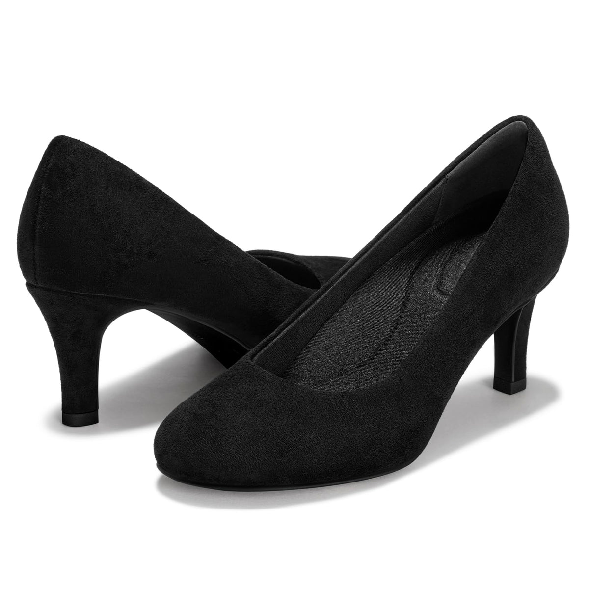 FITORY Women's Kitten Heels Closed Round Toe Pumps Comfortable Dress Shoes