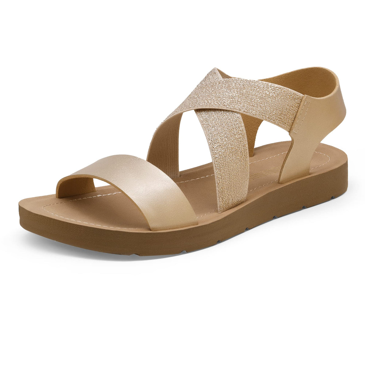 DREAM PAIRS Women's Elastic Ankle Strap Flat Sandals