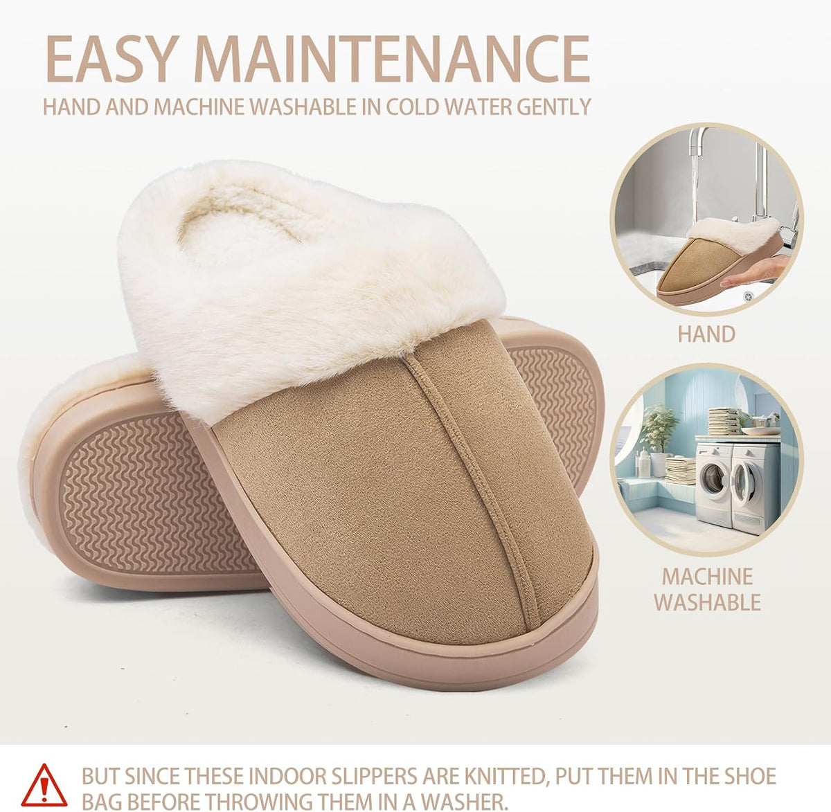 Women's Fuzzy Memory Foam Slippers Comfy Soft Winter Slip On House Slippers Bedroom Shoes with Warm Plush Lining and Indoor Outdoor Soles