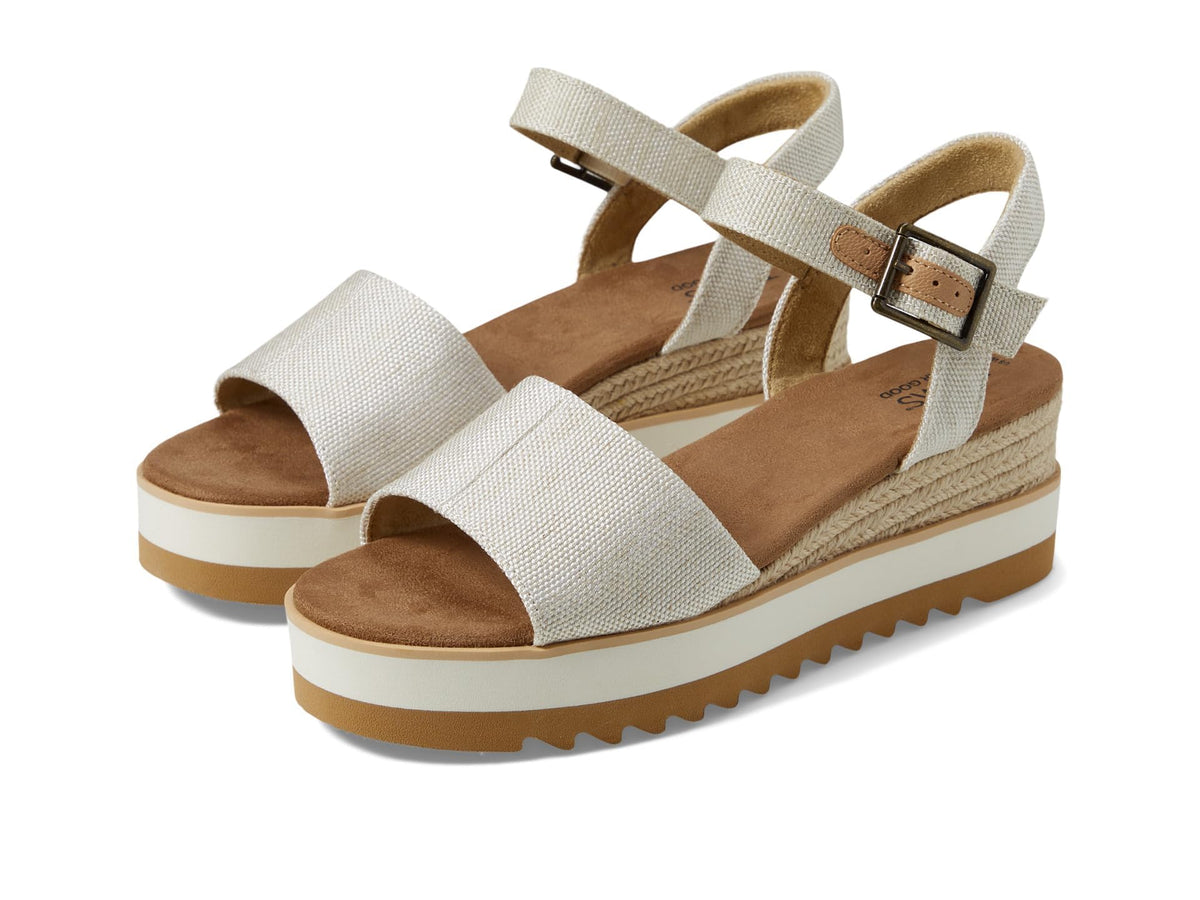 TOMS Women's Diana Wedge Heel Sandal, Leather Upper, Rope-Wrapped Midsole, Adjustable Strap, Buckle, OrthoLite Insole