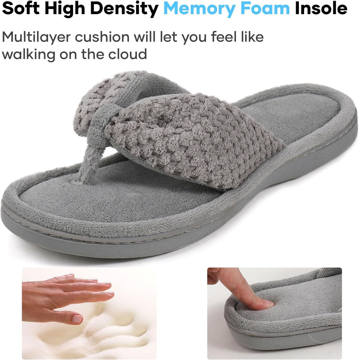 ULTRAIDEAS Women's Popcorn Flip Flop House Slipper with Memory Foam, Gift for Women Mom
