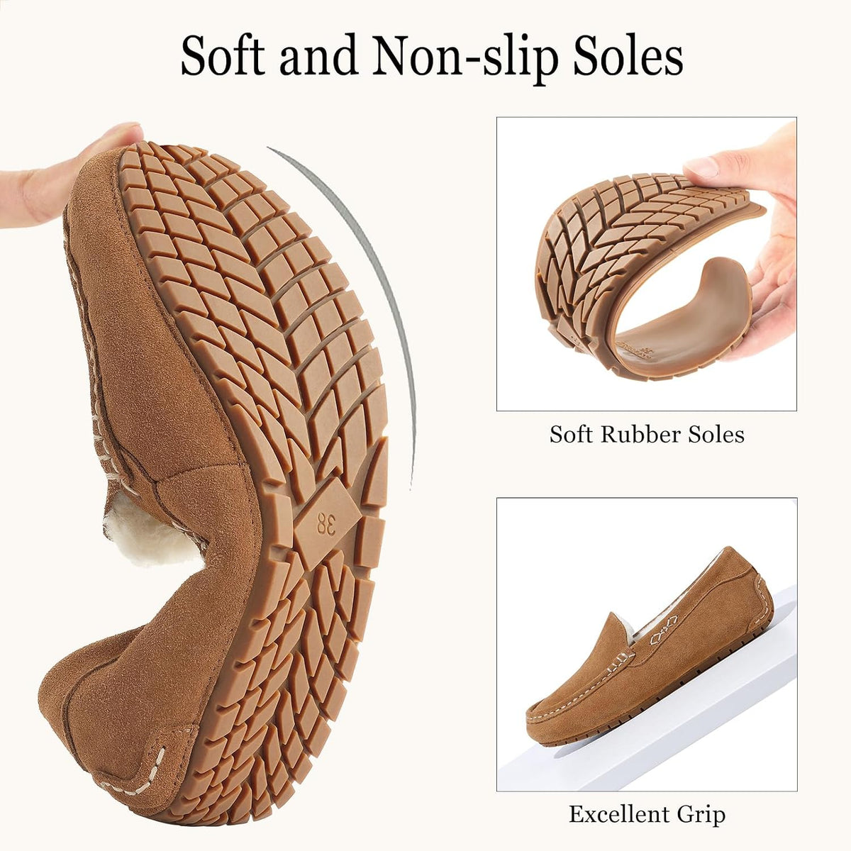 KIDMI Women's Genuine Suede Cozy Moccasin Slippers
