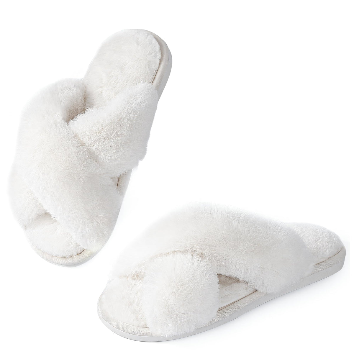 Ankis Memory Foam Fuzzy Slippers for Women,Open Toe House Shoes