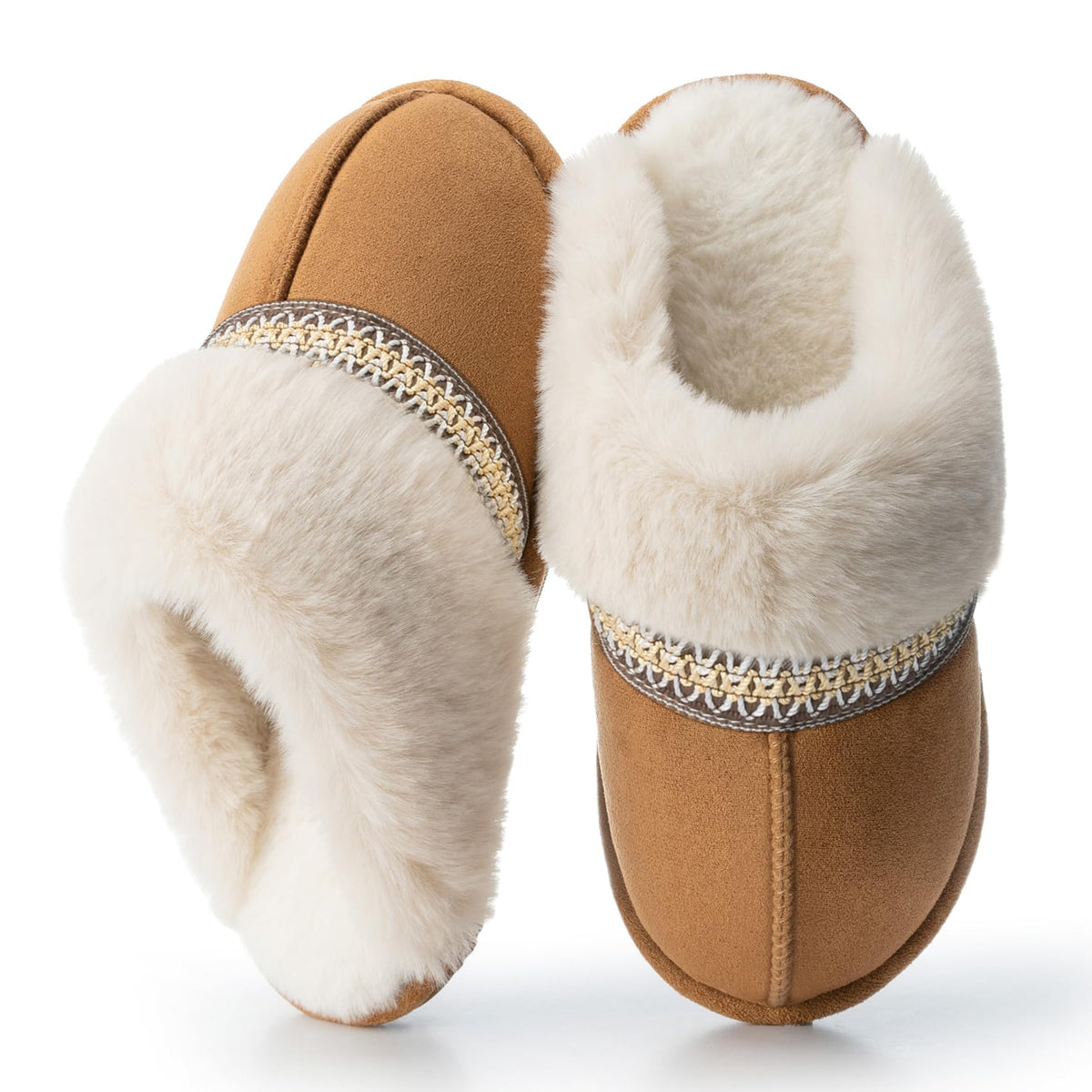 GOEWY Fuzzy Slippers for Women Memory Foam House Shoes Warm Gifts