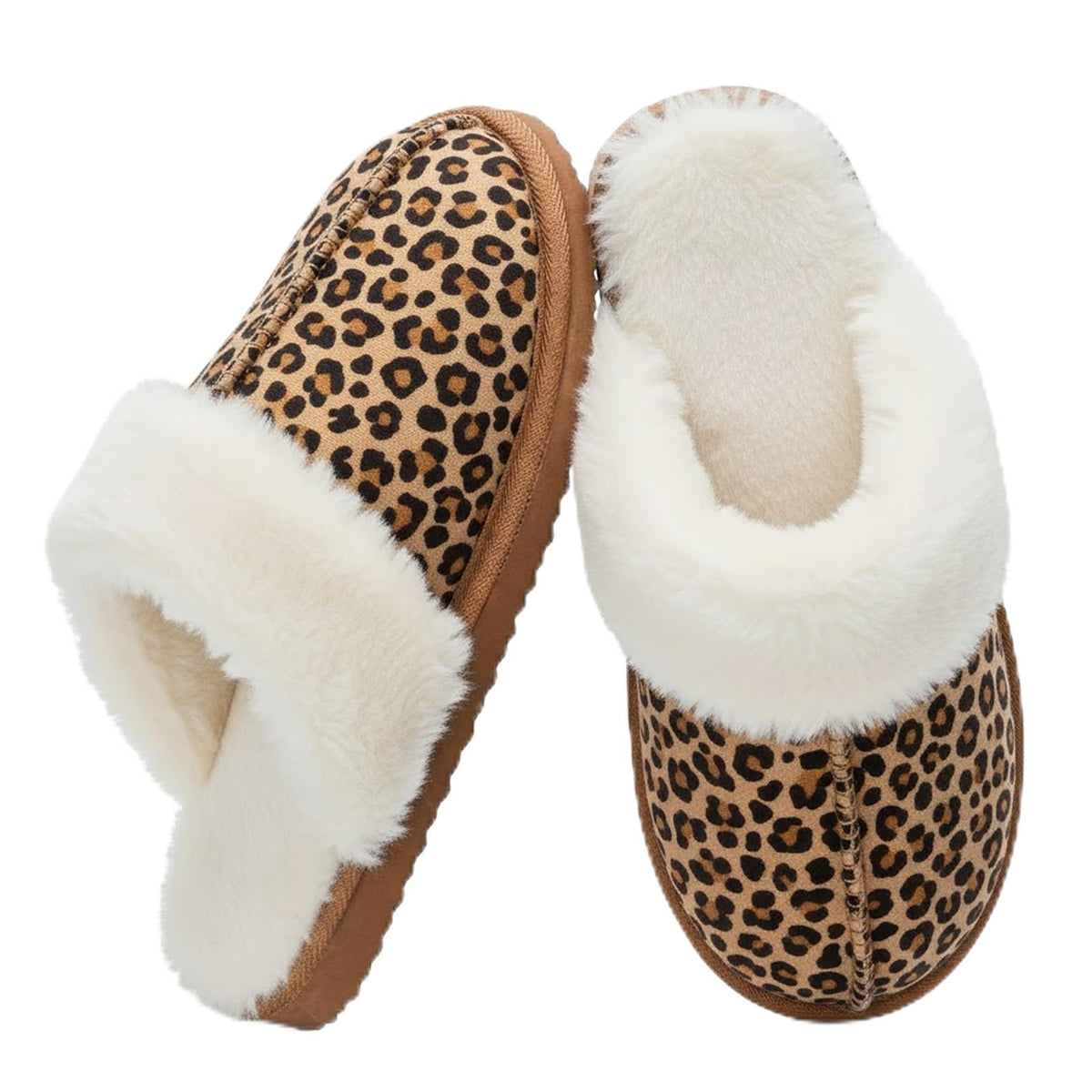OOW Fuzzy Slippers for Women Cozy Faux Fur House Shoes Memory Foam Slippers