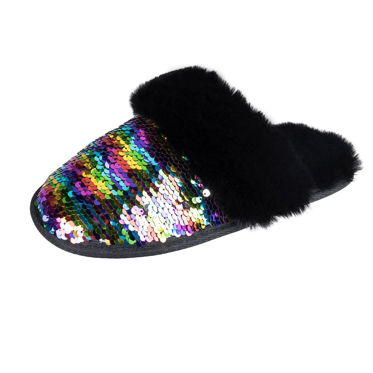 Jessica Simpson womens Comfy Faux Fur House Slipper Scuff Memory Foam Slip on Anti-skid SoleSlipper