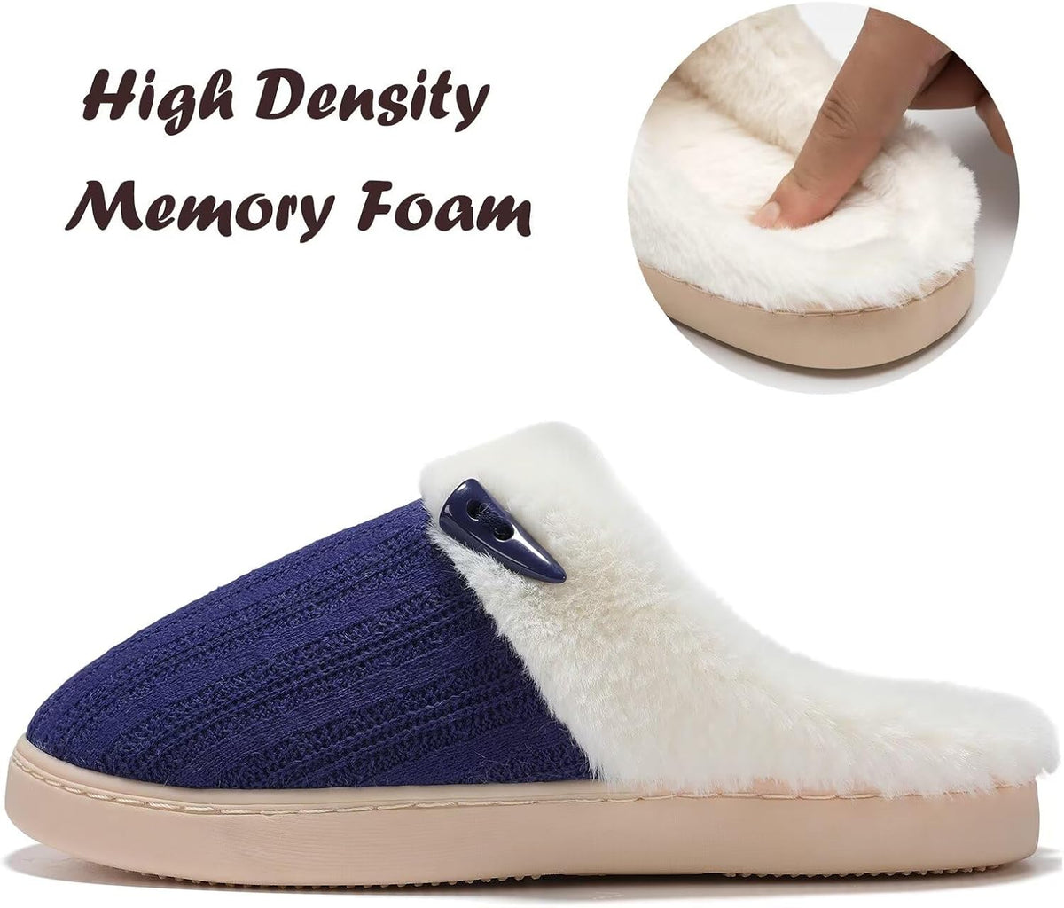NineCiFun Women's Slip on Fuzzy Slippers Memory Foam House Slippers Outdoor Indoor Warm Plush Bedroom Shoes Scuff with Faux Fur Lining