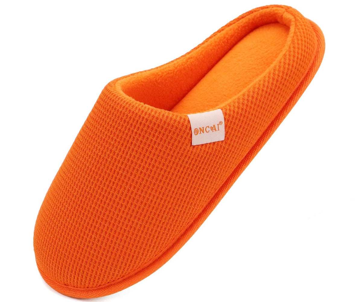 ONCAI Women's House Slippers, Cushion Memory Foam Waffle Upper Home Comfortable Warm Winter Cozy Soft Lightweight Indoor Best House Shoes Non-slip Rubber Sole US Size 5-11