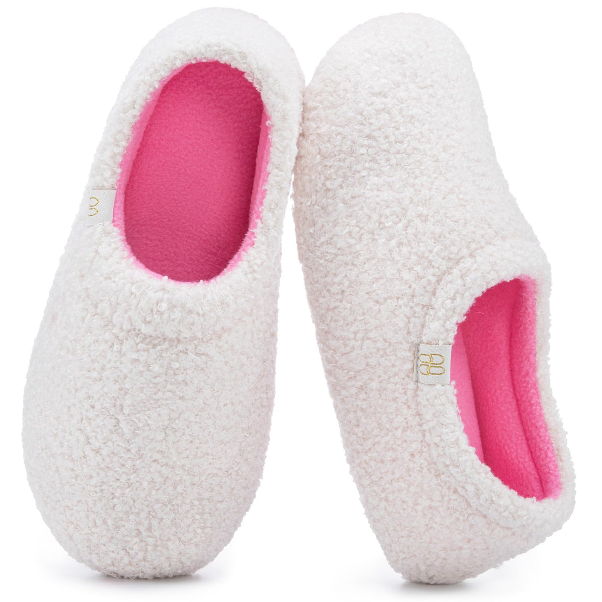 HomeTop Women's Fuzzy Curly Fur Fleece Lining Memory Foam Loafer Slippers