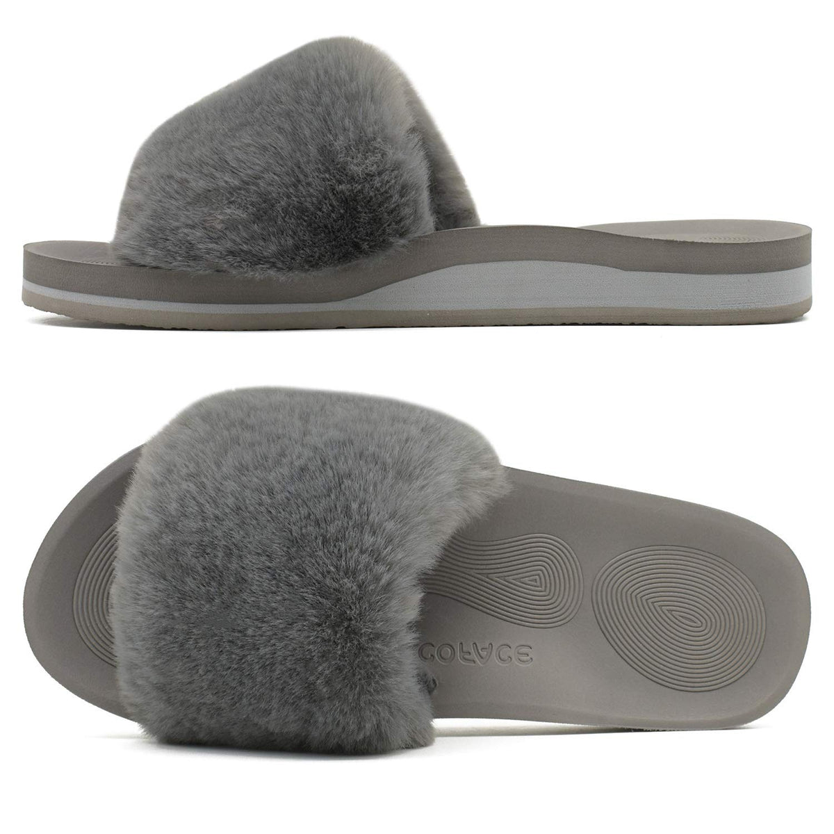 COFACE Womens Slippers with Arch Support Comfy Open Toe Fuzzy Woman House Shoes Plantar Fasciitis Orthotic Ladies Slippers Indoor