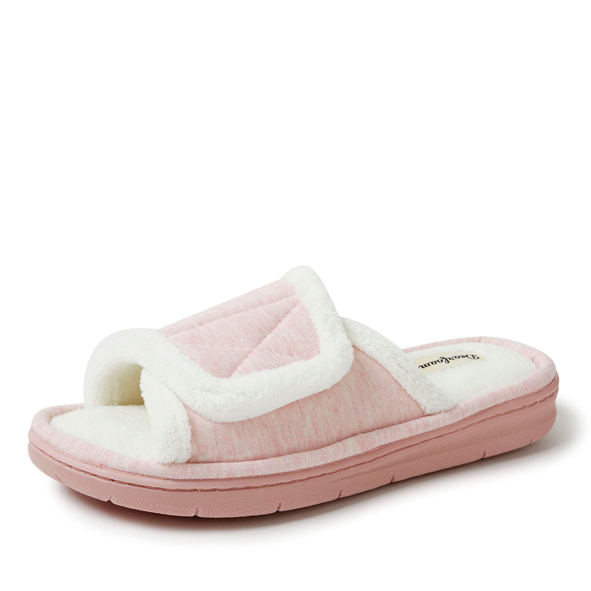 Dearfoams Mickey Adjustable Terry Slide, Memory Foam Washable Open Toe Indoor Summer House Slippers