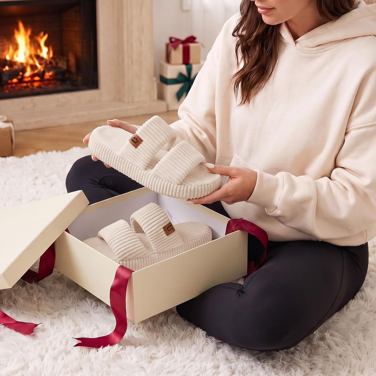 LongBay Slippers for Women Memory Foam Open Toe Indoor House Shoes Gifts