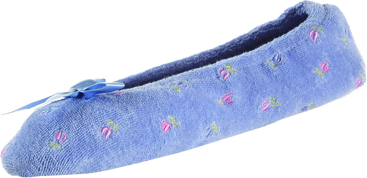 isotoner Women's Embroidered Terry Ballerina Slippers