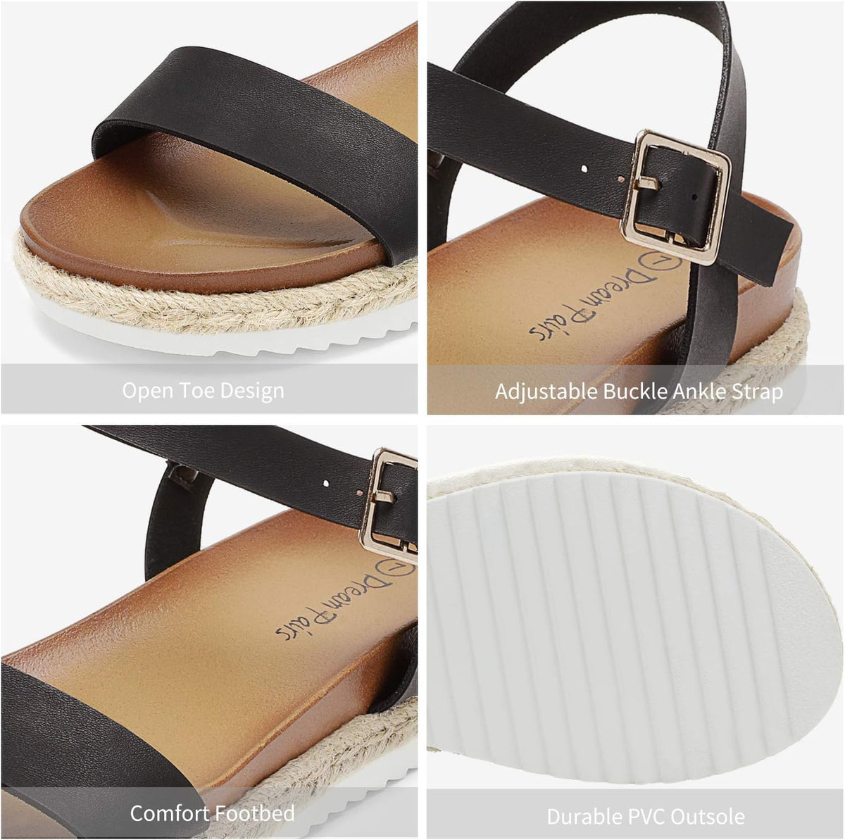 DREAM PAIRS Espadrille Casual Platform Sandals