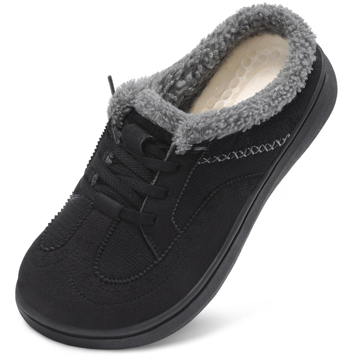 Womens Wide Slippers Comfy Memory Foam House Shoes Fuzzy Lined Mules
