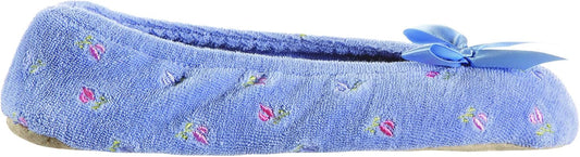 isotoner Women's Embroidered Terry Ballerina Slippers