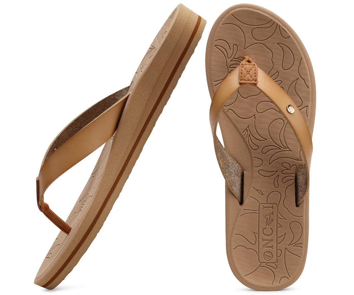 ONCAI Women's Flip Flops Comfortable Arch Support Yoga Mat Summer Beach Walking Thong Cushion Sandals Ladies Outdoor Vacation Essentials Slide Shoes Rubber Soles US Size 5-11